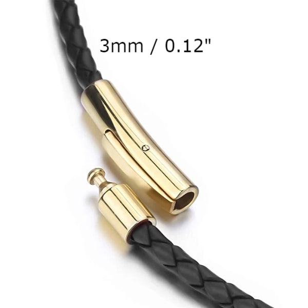 Classy Men 3mm Gold Leather Chain Necklace