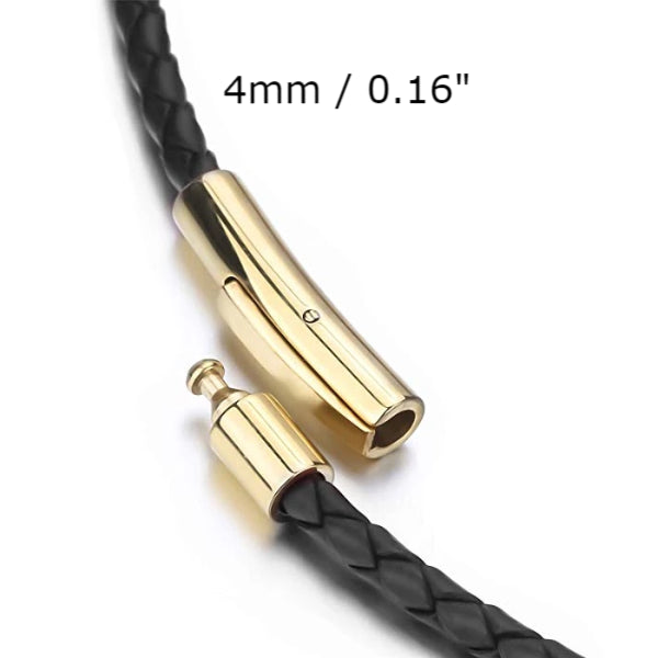 Classy Men 4mm Gold Leather Chain Necklace