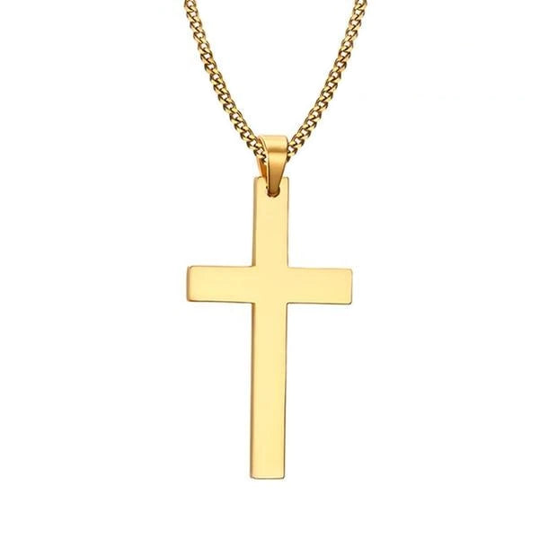 Collana con ciondolo croce cristiana in oro da uomo di classe