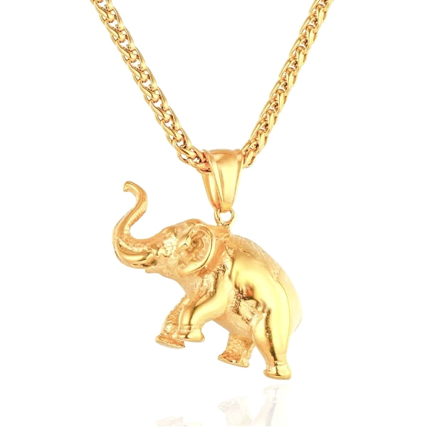 gold elephant hanging on a gold chain