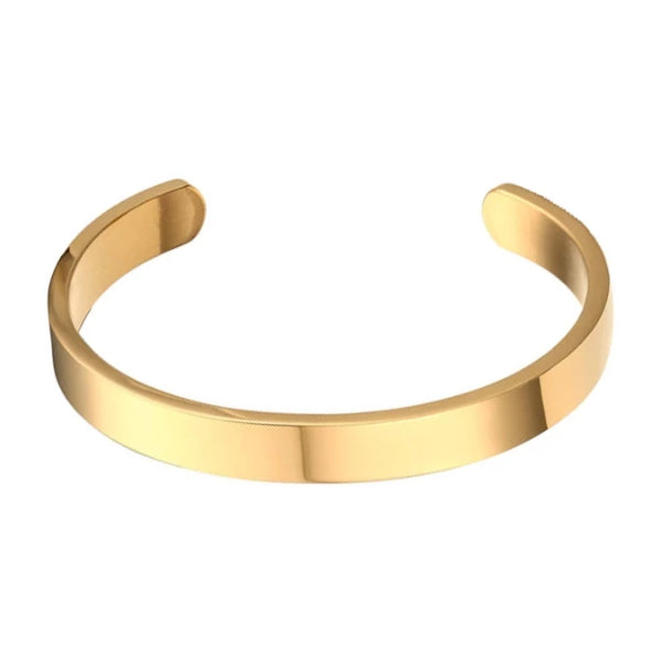 Classy Men 8mm Gold-Toned Flat Cuff Bracelet