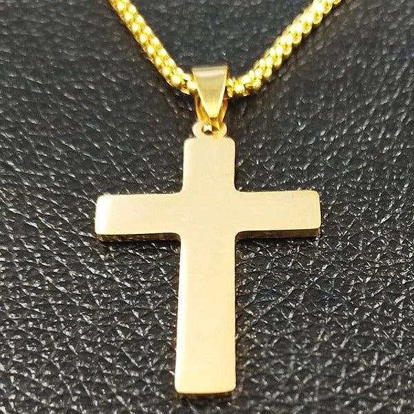 Classy Men Gold Jesus Cross Pendant Necklace