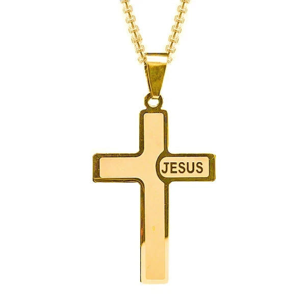 Collana con ciondolo croce Gesù in oro da uomo di classe