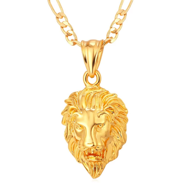 Collana da uomo di classe con ciondolo re leone in oro