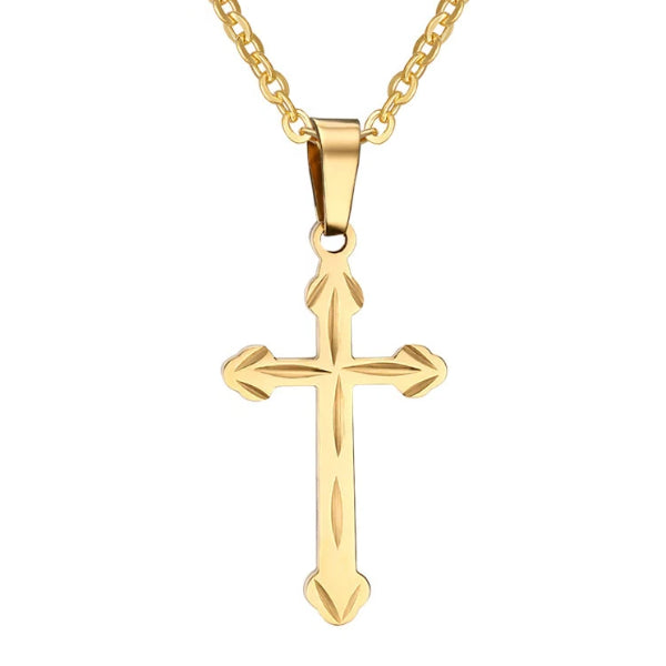 Classy Men Gold Orthodox Cross Pendant Necklace
