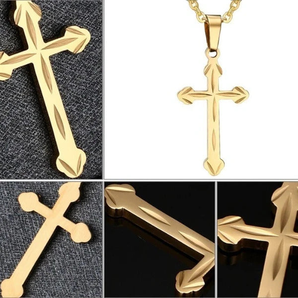 Classy Men Gold Orthodox Cross Pendant Necklace