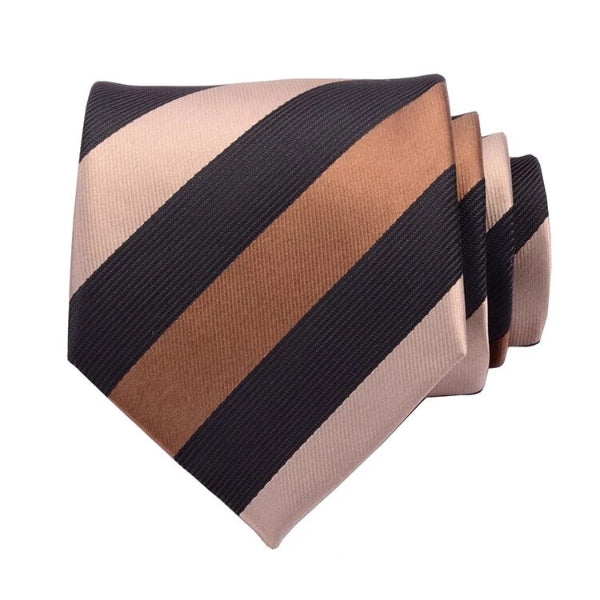 Classy Men Black & Gold Striped Silk Necktie - Classy Men Collection