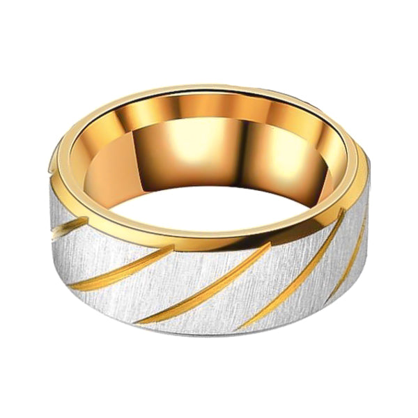 Gold striped ring for men