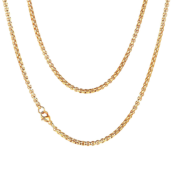 Classy Men 2mm Gold Box Chain Necklace