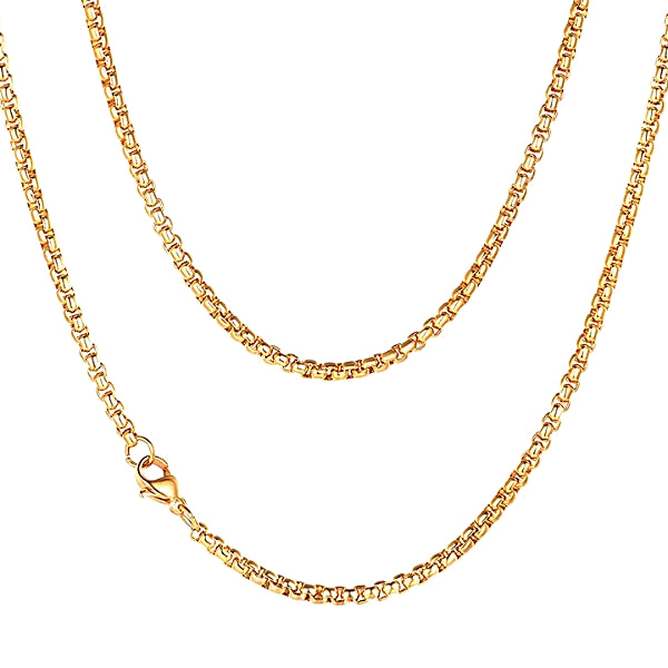 Classy Men 4mm Gold Box Chain Necklace
