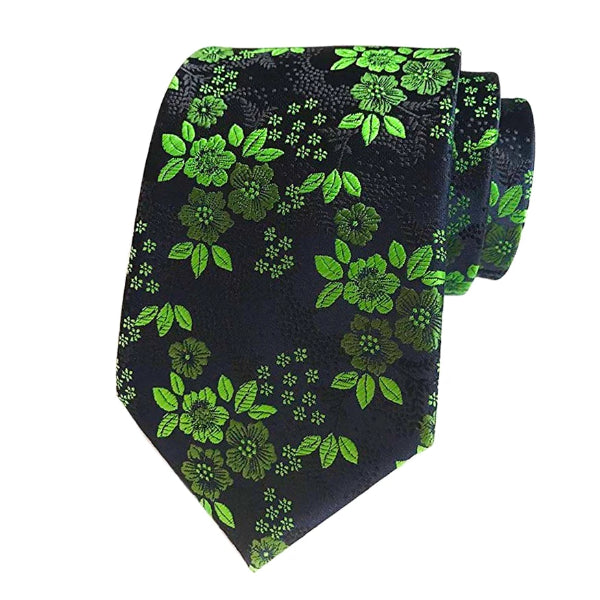 Cravatta di seta floreale verde da uomo di classe