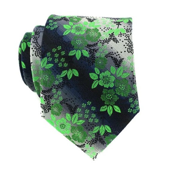 Cravatta di seta floreale sfumata verde da uomo di classe