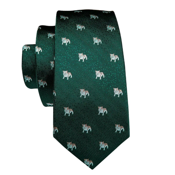 Green novelty puppy tie made of silk