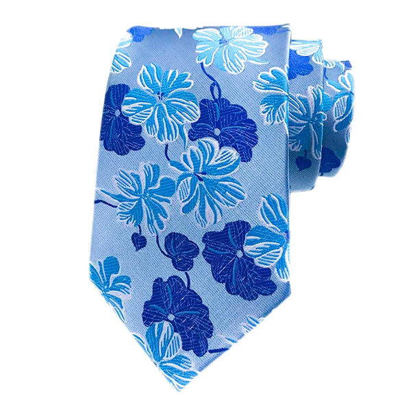 Cravatta di seta floreale azzurra da uomo di classe