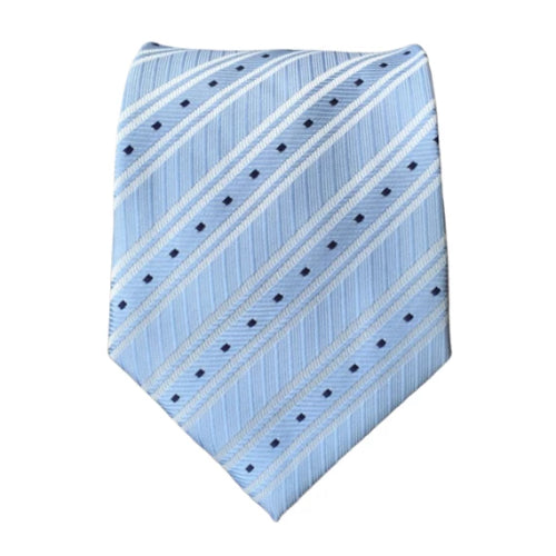 Classy Men Light Blue Striped Plaid Silk Tie