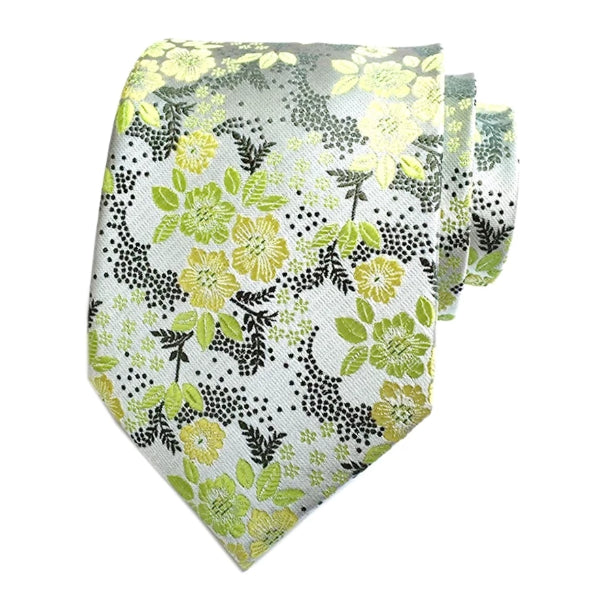 Cravatta di seta floreale verde chiaro da uomo di classe