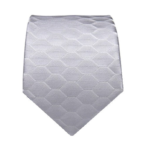 Classy Men Light Silver Hexagonal Silk Tie