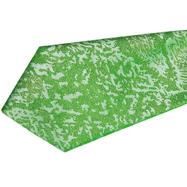 Details of the lime green camouflage silk tie