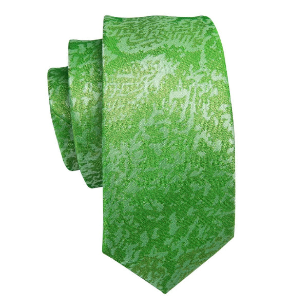 Lime green colored camouflage pattern silk necktie made of silk