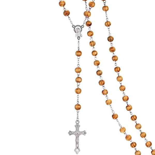 Classy Men Brown Rosary Pendant Necklace