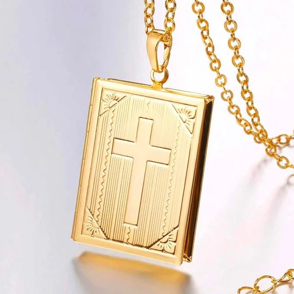 Gold Bible Locket Pendant Necklace for Men | Classy Men Collection