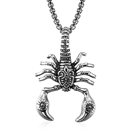 Large scorpion pendant necklace for men, made of stainless steel