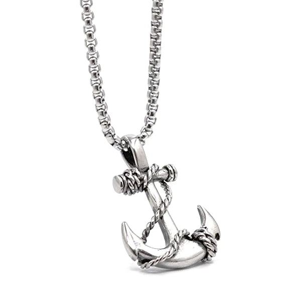 Stainless steel anchor pendant necklace for men