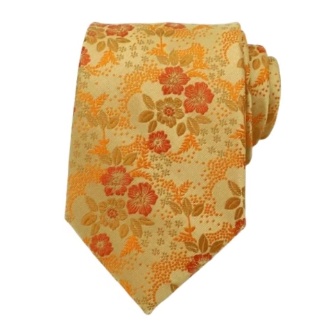 Cravatta di seta floreale arancione da uomo di classe
