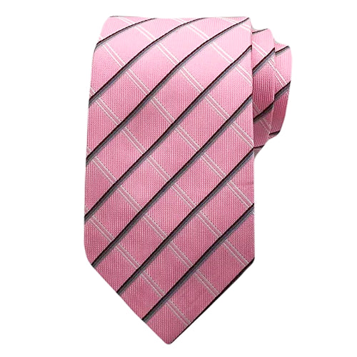 Cravatta di seta da uomo a righe rosa di classe