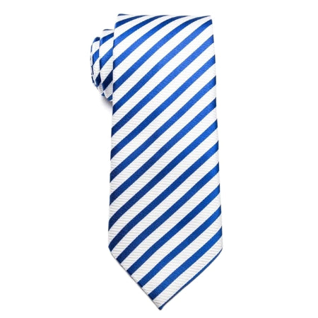 Classy Men Classic White Blue Striped Necktie
