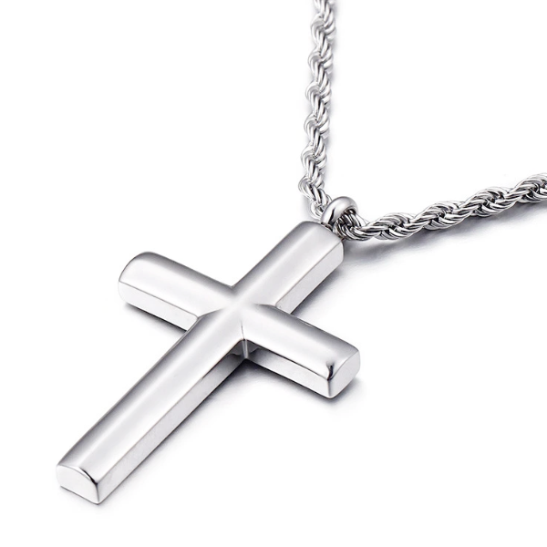Rounded Silver Cross Pendant Necklace for Men Classy Men Collection