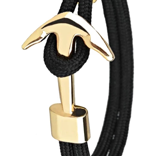 Classy Men Black Gold Anchor Bracelet