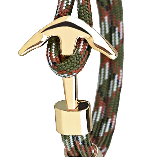 Classy Men Camouflage Gold Anchor Bracelet