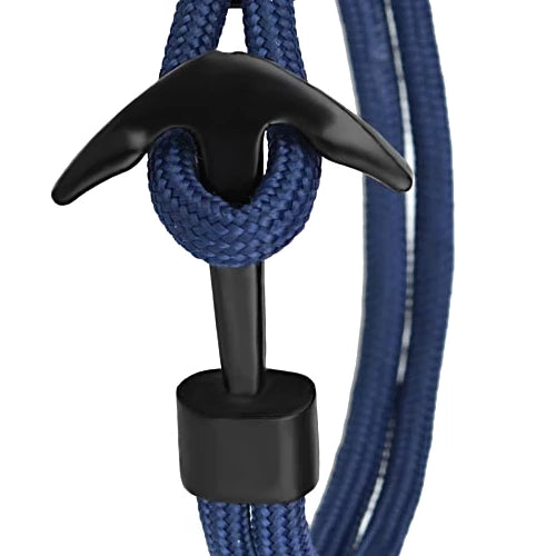 Classy Men Navy Blue Black Anchor Bracelet