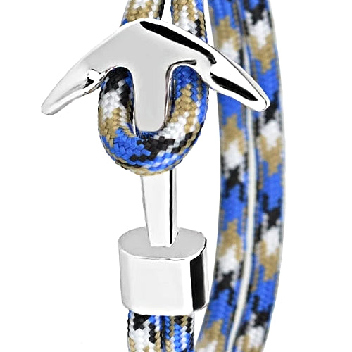 Classy Men Blue Silver Anchor Bracelet