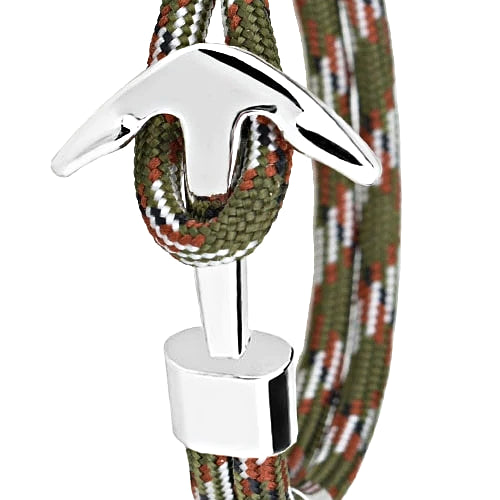 Classy Men Camouflage Silver Anchor Bracelet