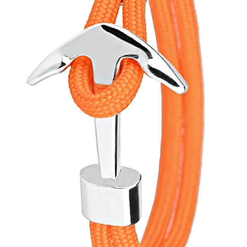 Classy Men Orange Silver Anchor Bracelet