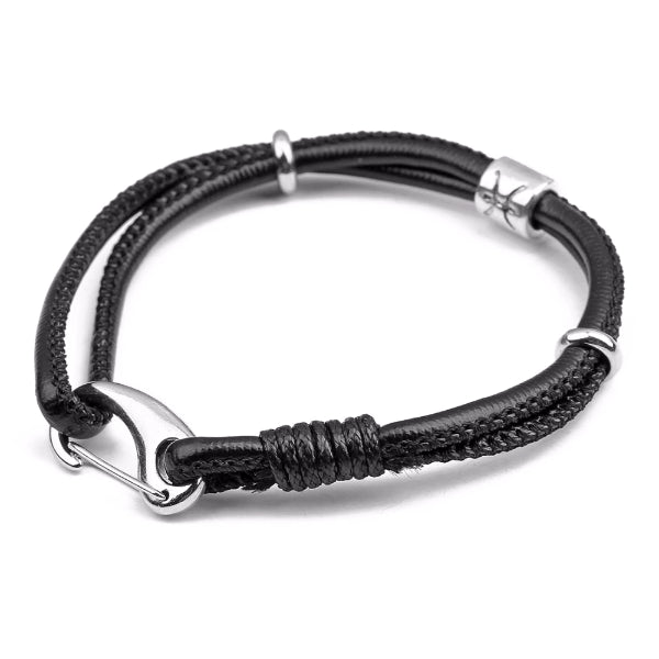 Classy Men Aquarius Zodiac Leather Bracelet