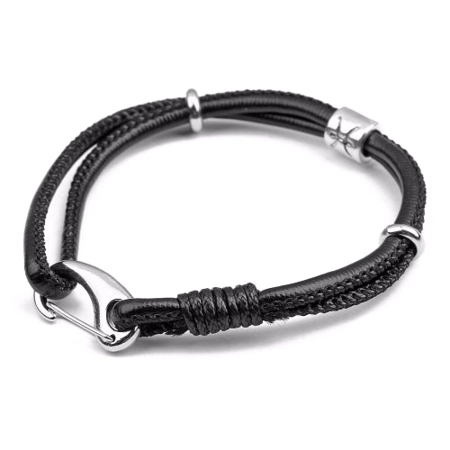 Classy Men Cancer Zodiac Leather Bracelet