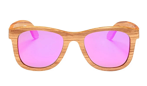 Classy Men Pink Polarized Bamboo Wood Sunglasses