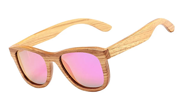 Occhiali da sole da uomo di classe in legno di bambù polarizzato rosa