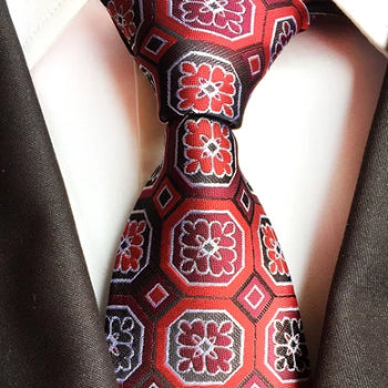 Classy Men Formal Red Squared Silk Necktie