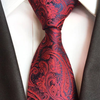 Classy Men Formal Red Paisley Silk Necktie