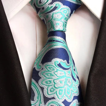 Classy Men Formal Blue Floral Silk Necktie