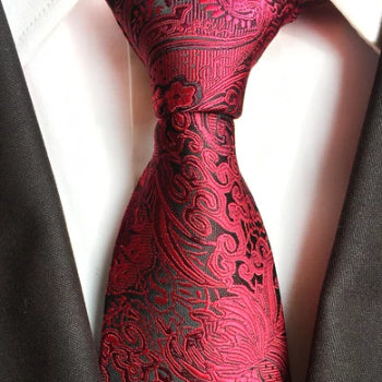 Formal Ruby Red Paisley 100% Silk Necktie | Classy Men Collection