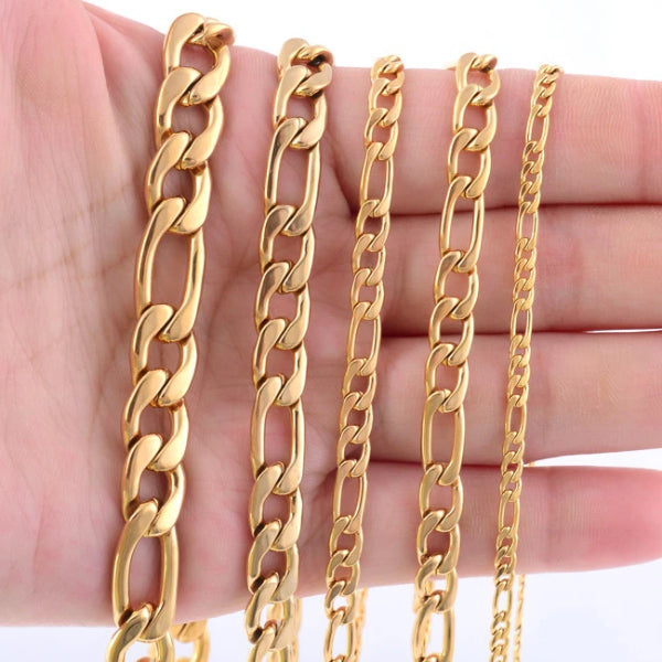 Classy Men 9.5mm Gold Figaro Chain Necklace