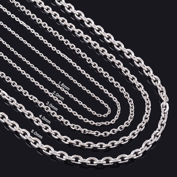 Classy Men 3mm Silver Rolo Chain Necklace