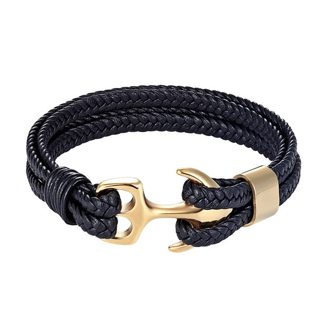 New Hot Selling Casual Jewelry Nautical Anchor Fish Hook Bracelet Stainless  Steel Leather Cuff Bracelet Woman Men's Accessories - AliExpress
