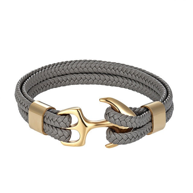 Classy Men Grey & Gold Anchor Bracelet - Classy Men Collection