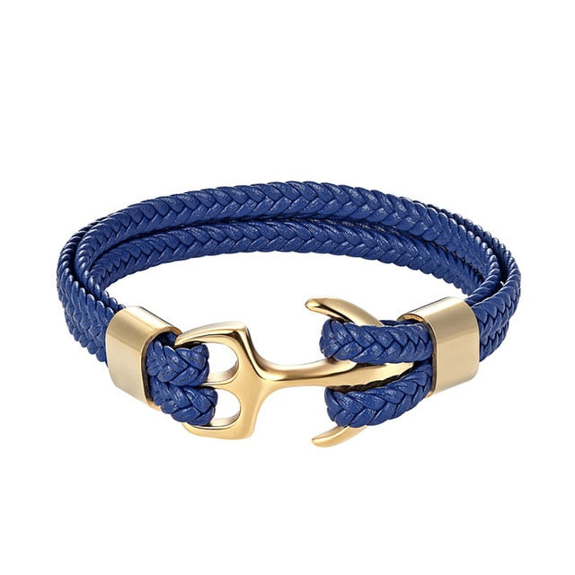 Classy Men Blue & Gold Anchor Bracelet - Classy Men Collection
